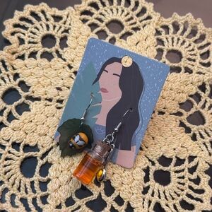 Honey bee and honey jar earrings